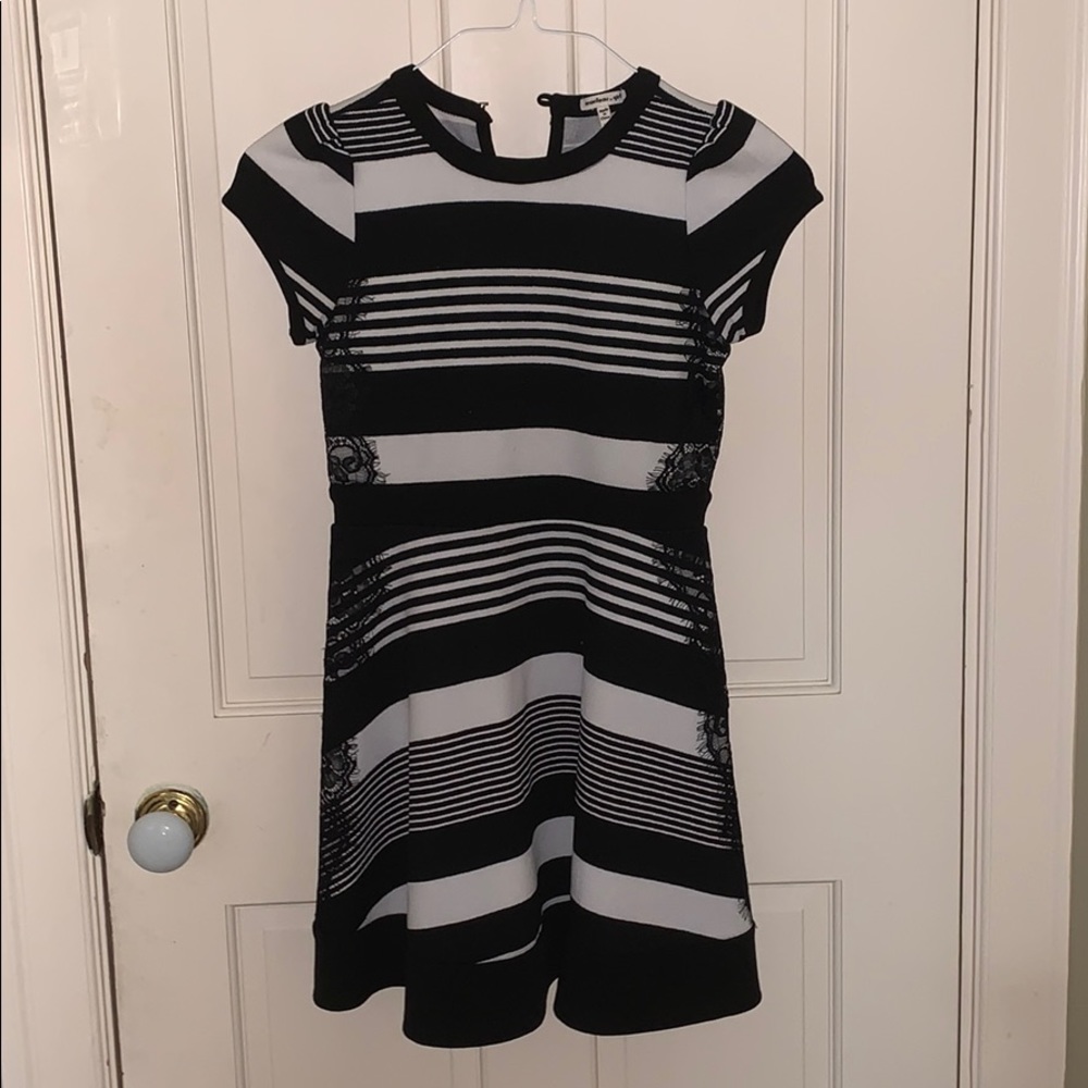 Black and white striped dress